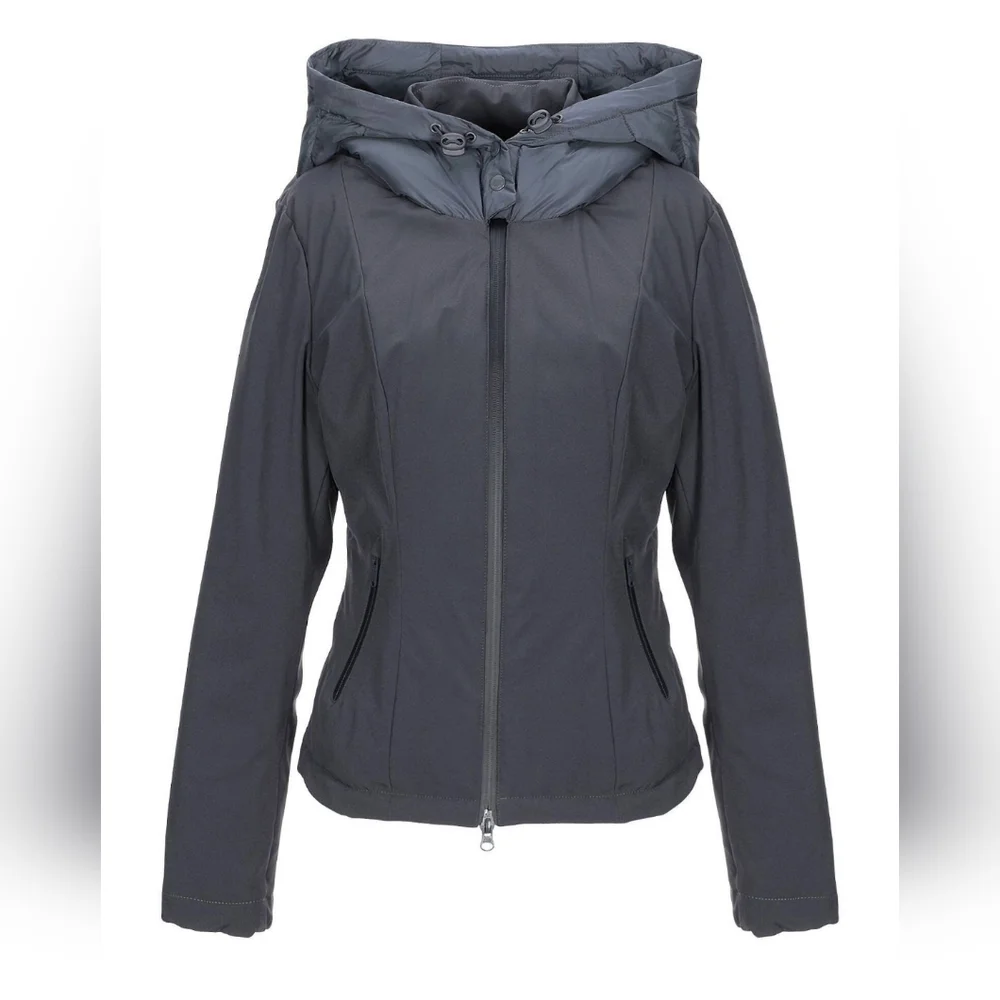 BOMBOOGIE women winter puffer grey hooded jacket size M - Picture 2 of 9